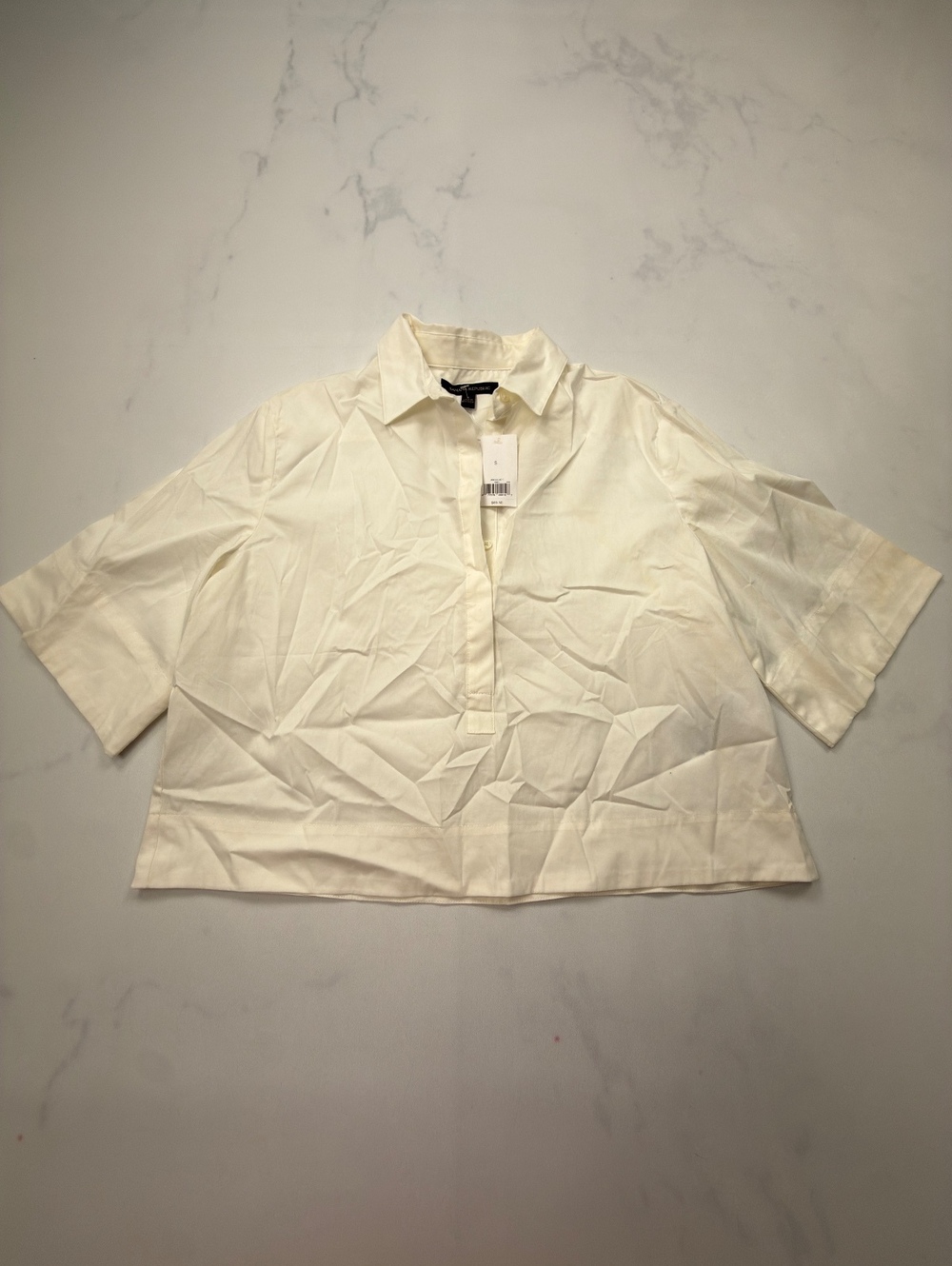 Banana Republic Classic Style Button-Up Shirt Cream 2010s Minimalist - Womens S